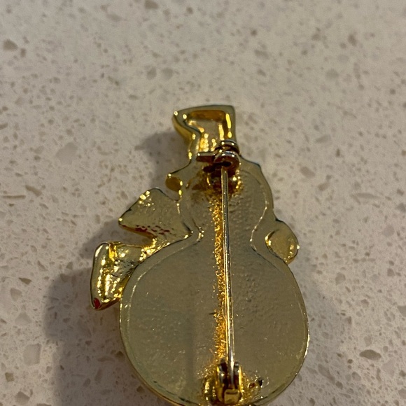 Adorable snowman white with gold trimming 1 5/8 x 1”  pin in back 1/4 - Picture 11 of 11